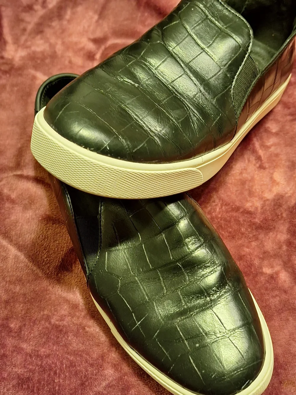 Cole Haan Black Croc-Embossed Slip-On Sneakers with Cream Sole